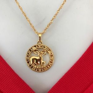 Aries Zodiac Sign 18K GF Necklace